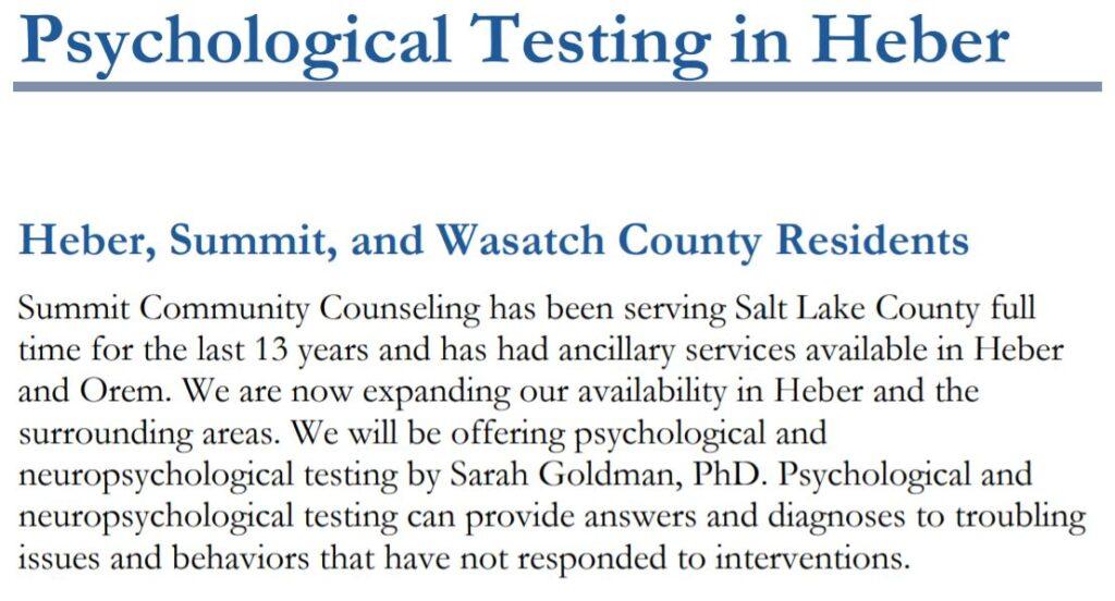 psychological testing in heber